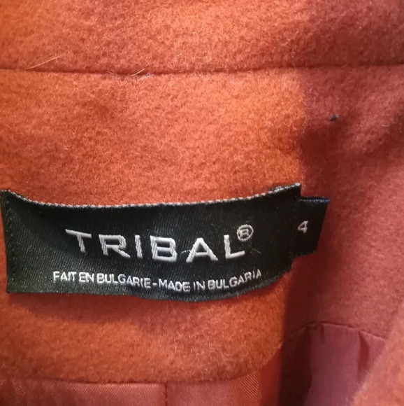 Tribal Wool Blend Burnt Orange Zip Up Shacket Size 4/Medium Wool/Cashmere Blend - Picture 4 of 8